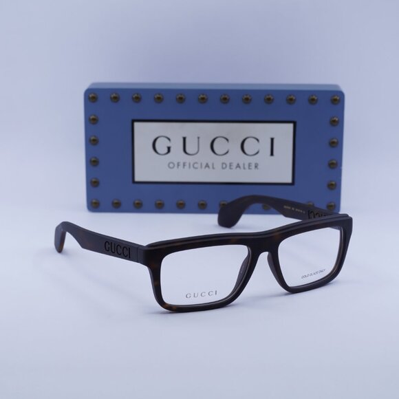 Gucci GG1572O 002 Rectangle Eyeglasses 54mm – Matte Havana - Picture 6 of 12